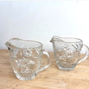 Set of 2 Vintage Anchor Hocking Star of David Creamers Starburst 4 in EAPC MCM